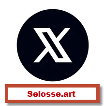 Logo X (Twitter) avec mention « Selosse.art » — profil Selosse Art de Jérôme Selosse, artiste peintre expressionniste à Bruxelles.