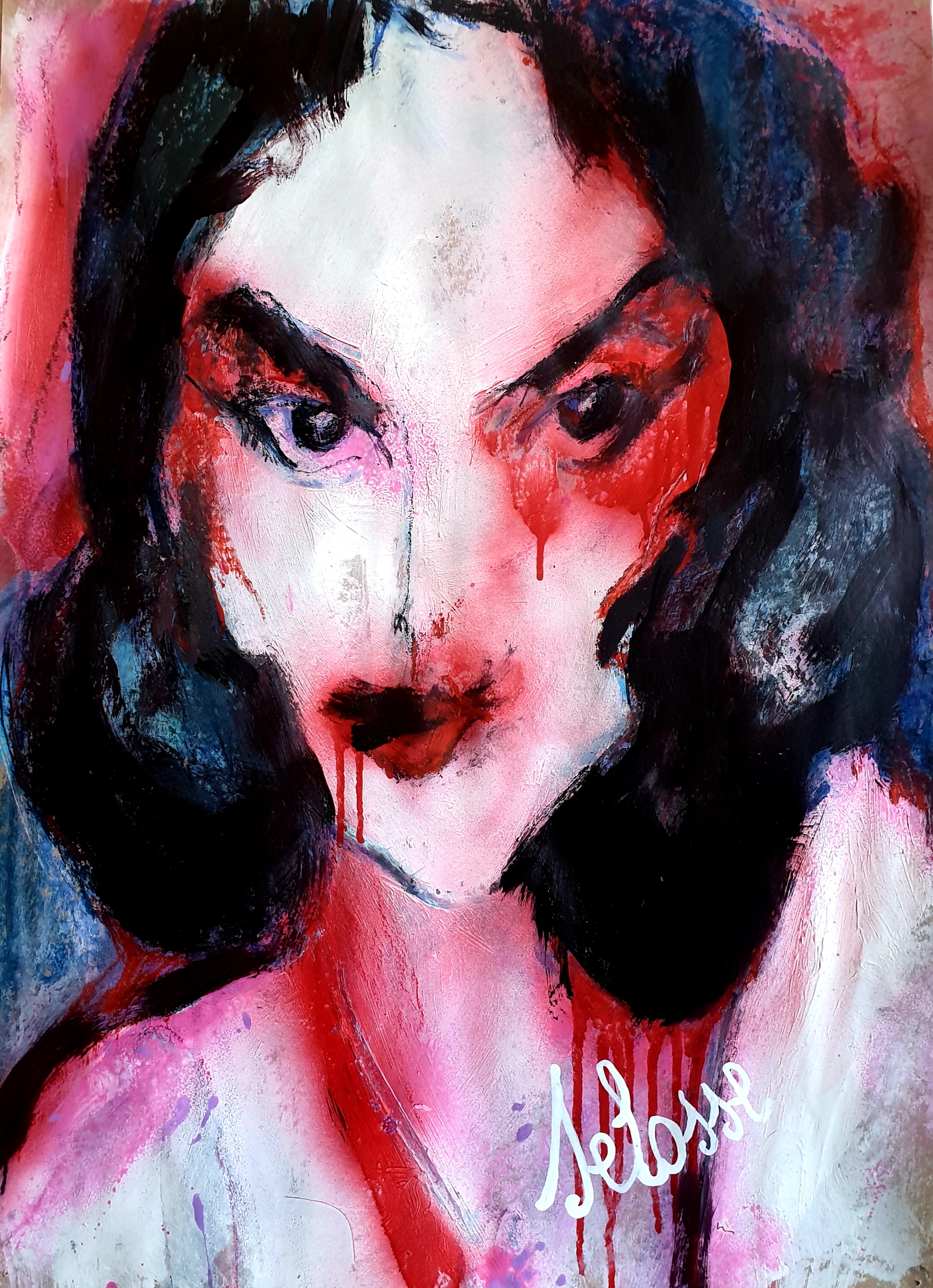 Portrait expressionniste du Dahlia Noir par Jérôme Selosse