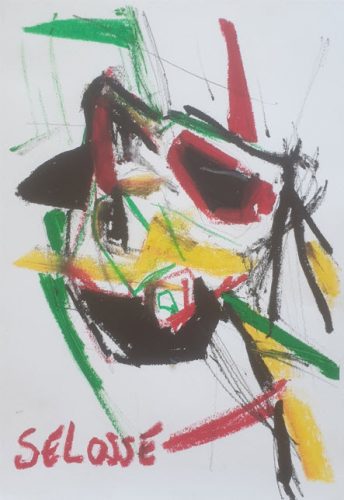 Le Cri — étude gestuelle, huile sur papier, par Jérôme Selosse, artiste peintre à Bruxelles.