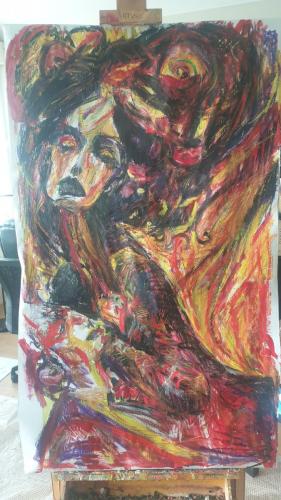 peinture-acrylique-pastel-pierre-noire-sanguine-papier-100x140